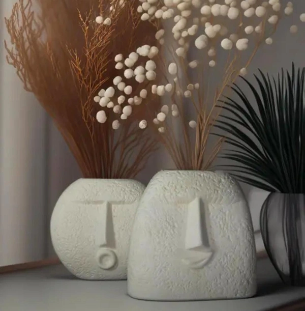 Ceramic vases kiss & smile face 2pc