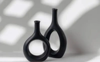 Ceramic black flower vase 2pc
