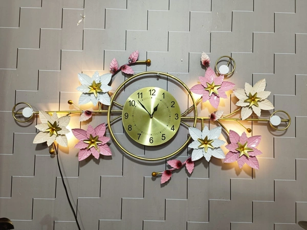 Pink Flower clock N012