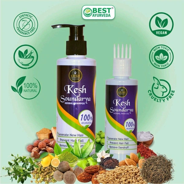 Best Ayurveda Keshsoundarya Herbal Hair Oil 100ml + Herbal Shampoo 250ml + Best Pimple Soap 125gm | Promotes Hair Growth & Control Hair Fall | Remove Acne, Pimples | Combo Pack