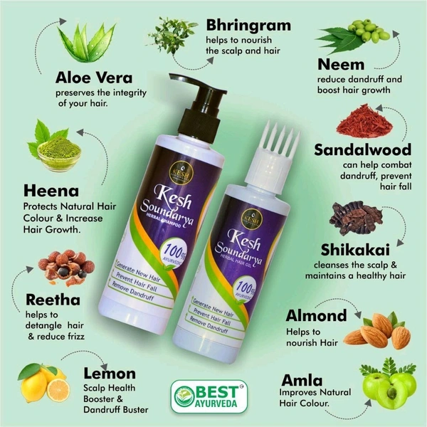 Best Ayurveda Keshsoundarya Herbal Hair Oil 100ml + Herbal Shampoo 250ml + Best Pimple Soap 125gm | Promotes Hair Growth & Control Hair Fall | Remove Acne, Pimples | Combo Pack