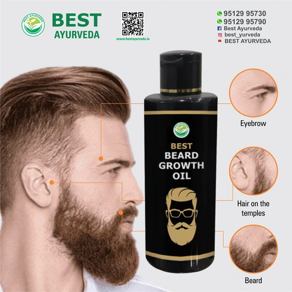 Best Ayurveda Best Beard Growth Oil | Beard Oil for Uneven & Patchy Beard | Natural Hair Oil For Thicker & Longer Beard | 100ml