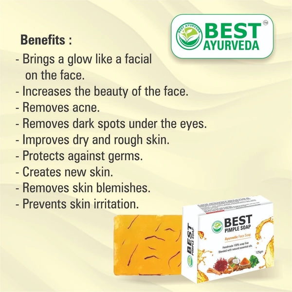Best Ayurveda Best Pimple Soap | Removes Pimples & Acne | Promotes Glowing Skin | Natural Skincare Solution | Pack Of 4