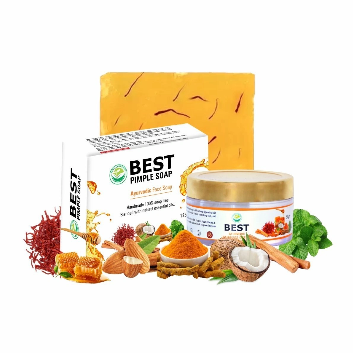Best Ayurveda Best Pimple Soap 125g + Best Fairness Cream 50g | Skin Care Set - 