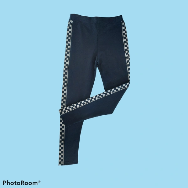 Cotton Chess Jeggings  - Free Size, Navy Blue