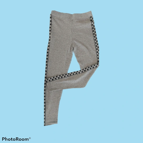 Cotton Chess Jeggings  - Free Size, Light Grey