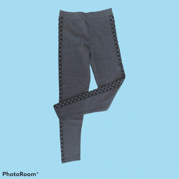 Cotton Chess Jeggings  - Free Size, Dark Grey