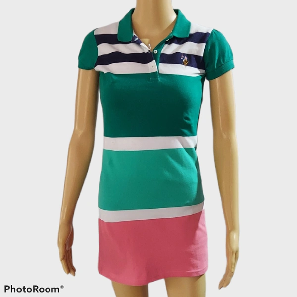 Polo Dress - XS, Pink and Green