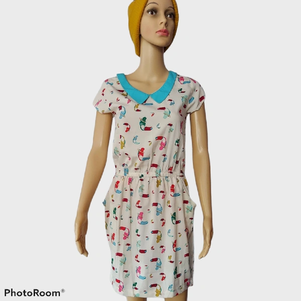  A Line Printed Dress - L, Off white