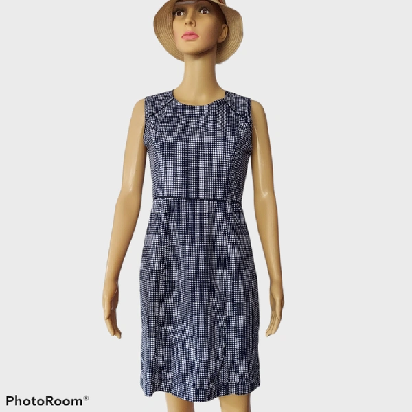 Checkered Sleeveless Dress - XS, Blue