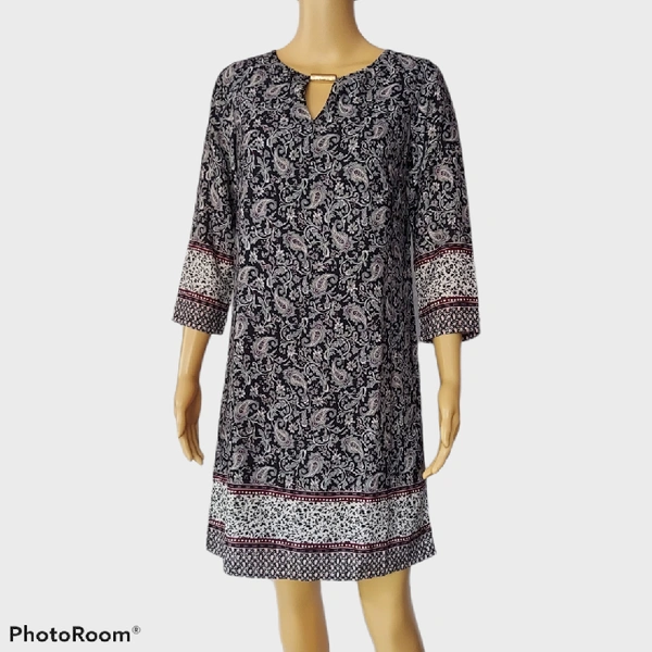 Shift Dress - Black and Grey, XS