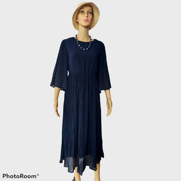 Pleat Fit Flare Dress - XS