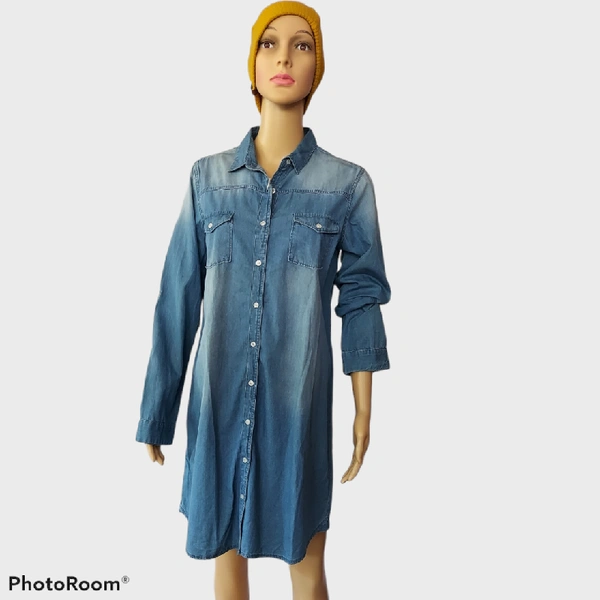 Denim Shirt Dress - L