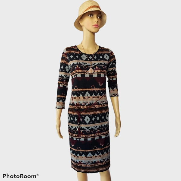 Grey Printed Dress - M