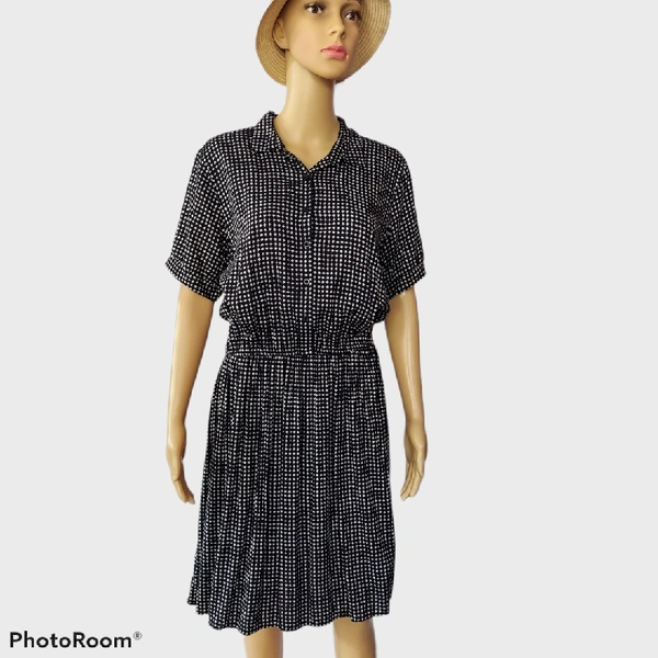 Printed Fit and Flare Dress - L