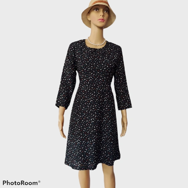 Printed A-line Dress - L