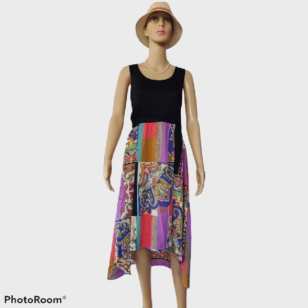 High-low Hemline Dress - Multicolored , M