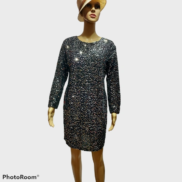 Party Sequined Dress - Silver, L