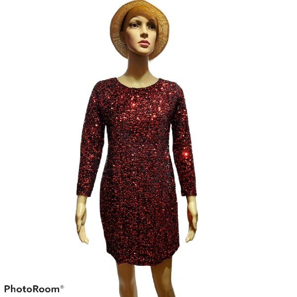 Party Sequined Dress - Red, M