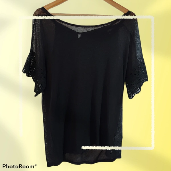 Netted Top With Slip - M, Black