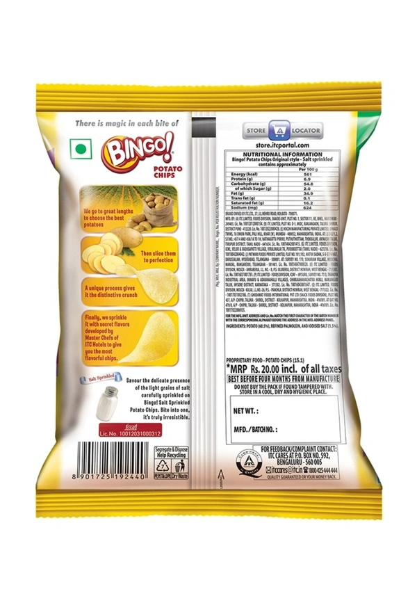 Bingo Salt Sprinkled Potato Chips 100 Gms