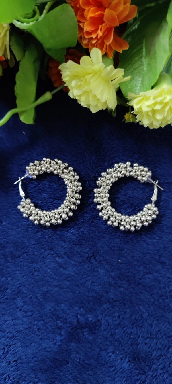 Oxidised Hoops - Silver