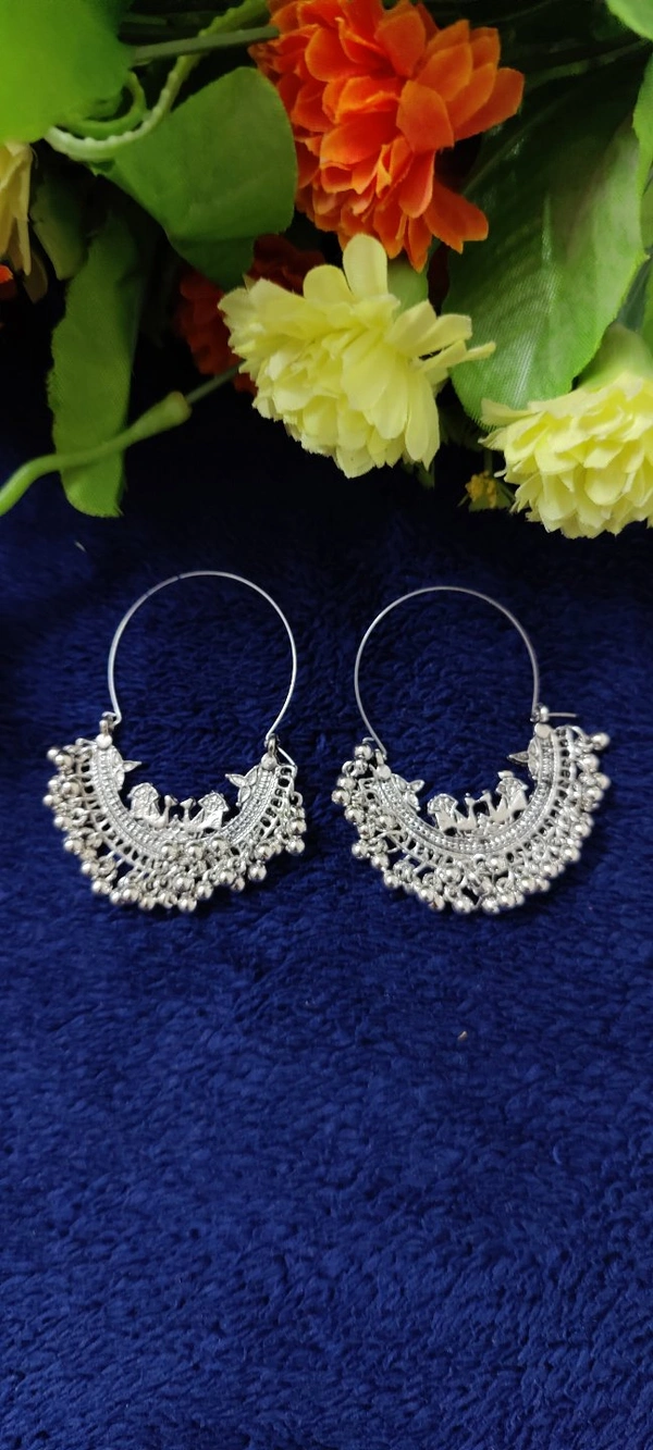 Oxidised Hoops - Silver
