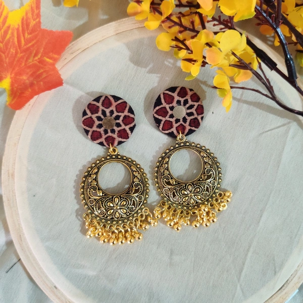 Round Jhumkas - Maroon