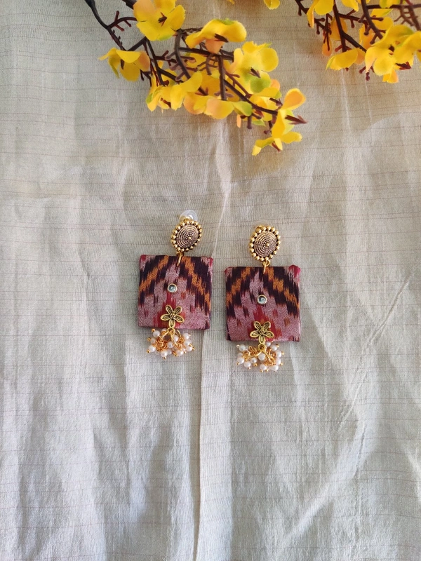 Ajrakh Danglers - Pink