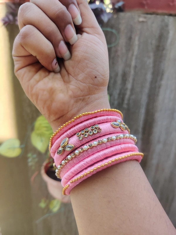 Bangle Set Kundan - Pink, 2.6