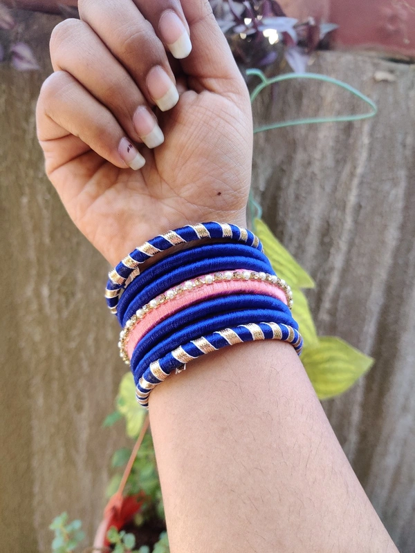 Bangle Set Multi Colour  - Navy Blue, 2.2