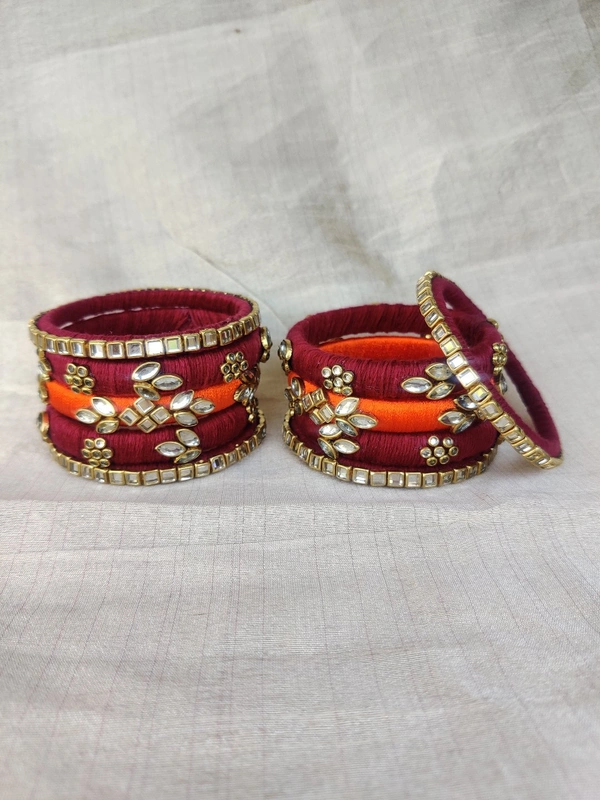 Bangle Set Kundan - Maroon, 2.2