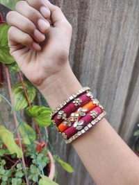 Bangle Set Kundan - Maroon, 2.4