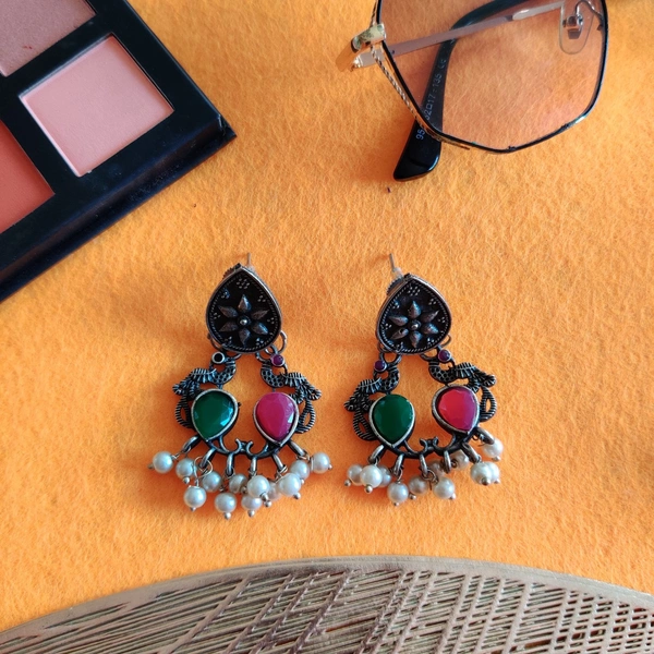 Peacock Studs - Red
