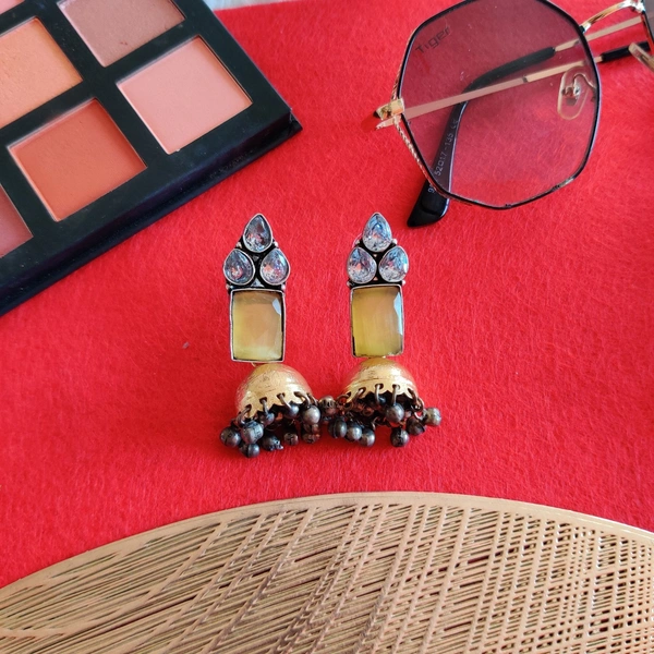 Dual Tone Jhumkas - Gold
