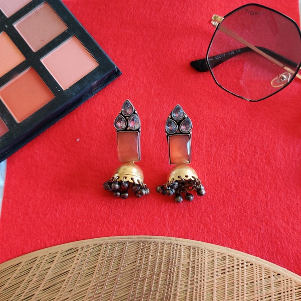 Dual Tone Jhumkas - Web Orange