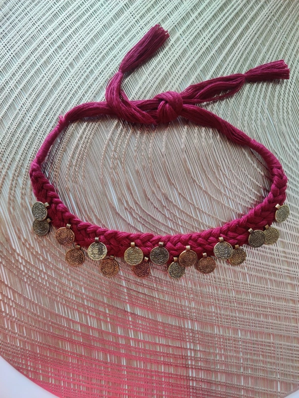 Coin Thread Chokers  - Red