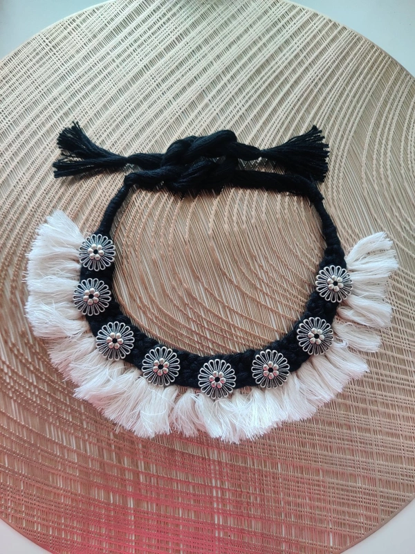 Tassel Thread Chokers  - Black