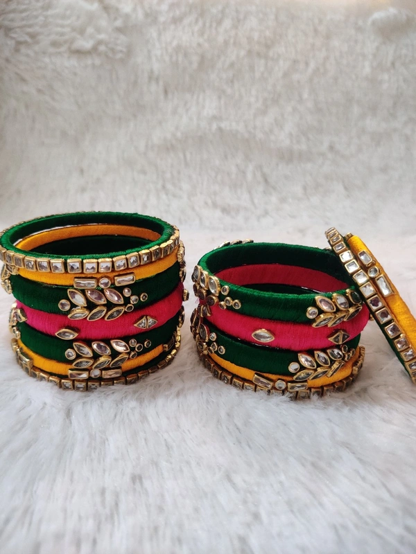 Multicolour Kundan Bangles  - 2.2