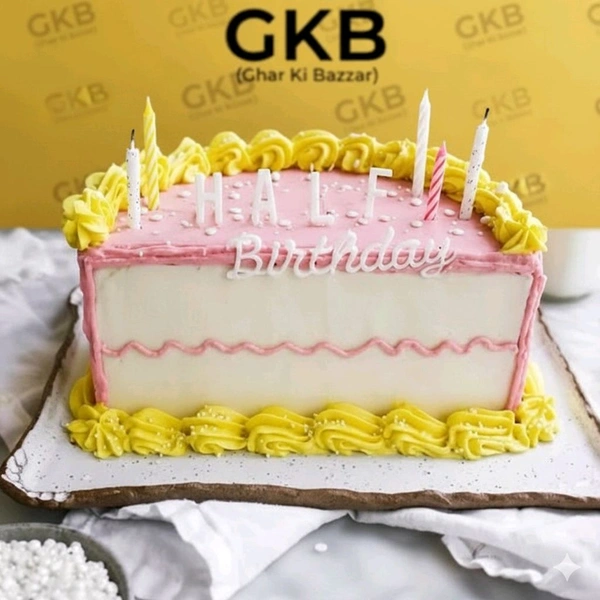 🟢Veg Special Birthday Cake - Strawberry And Vanilla Flavour - 500G