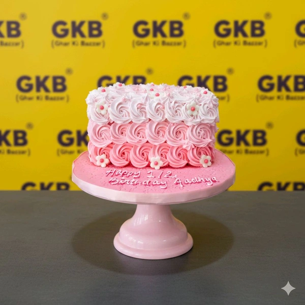 🟢Veg Special Rose Cake For Loved One - Vanilla And Strawberry Flavour - 500G