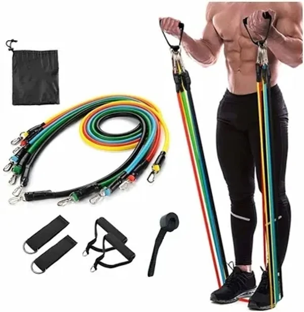 Resistance Bands Set (11pcs), Exercise Bands with Door Anchor, Handles, Waterproof Carry Bag, Legs Ankle Straps for Resistance Training, Physical Therapy, Home Workouts ,100% Natural Latex TPE