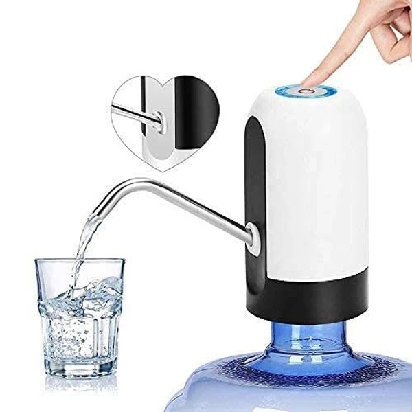 Automatic Wireless Portable Mini Rechargeable Water Bottle Can Dispenser Pump Upto 20 Litre Bottle with USB Charging Cable (Black/White)