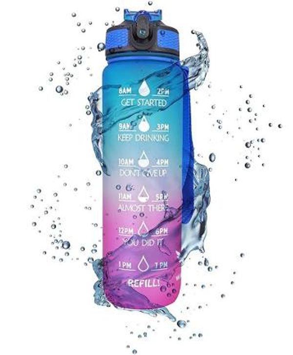 Unbreakable Water Bottle 1 L with Motivational Time Marker, Leakproof Durable BPA Free Non-Toxic Water Bottle for Office,Water Bottle for Gym 1 Tritan Motivational Water Bottle
