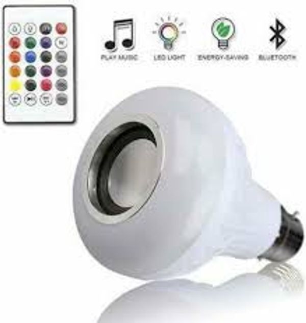 LED Smart Light Bulb, Bluetooth 3.0 Speaker Music Bulb RGB Change with 24 Key Remote Controller for Home, Party Decoration - Multicolor, Pack of 1