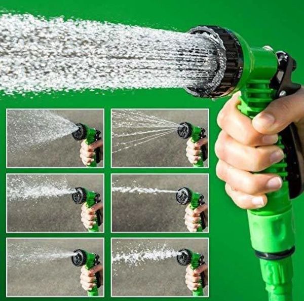 Car Washer Expandable Magic Flexible Garden 7.5m Water Hose Plastic Hoses Pipe with Spray Gun (Multicolor) (25 FEET)