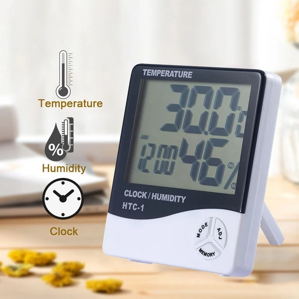 Digital LCD Thermometer Hygrometer Humidity Meter Room Indoor Temperature Clock