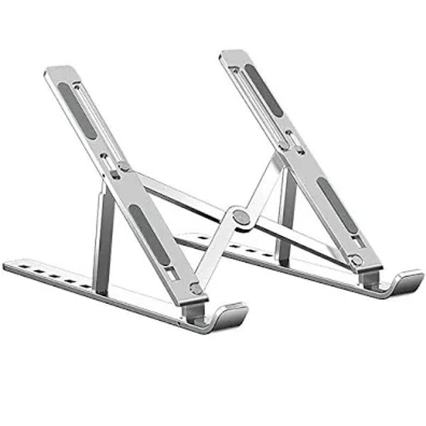 Laptop Stand Adjustable Computer Stand Aluminum Riser Holder Compatible with MacBook Air Pro, HP, Dell, More 10-15.6” Laptops Collapsible and Non-Slip Metal