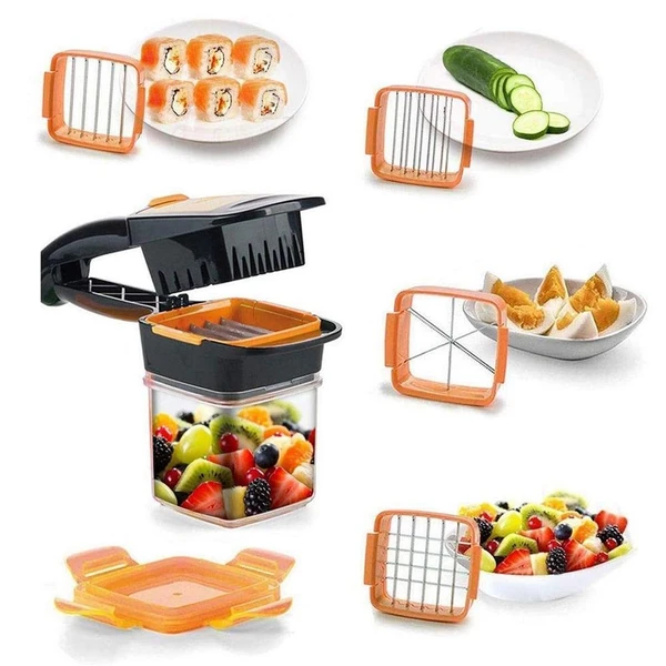 5 in 1 Multifunction Vegetable Cutter Manual Dicer with Container Box