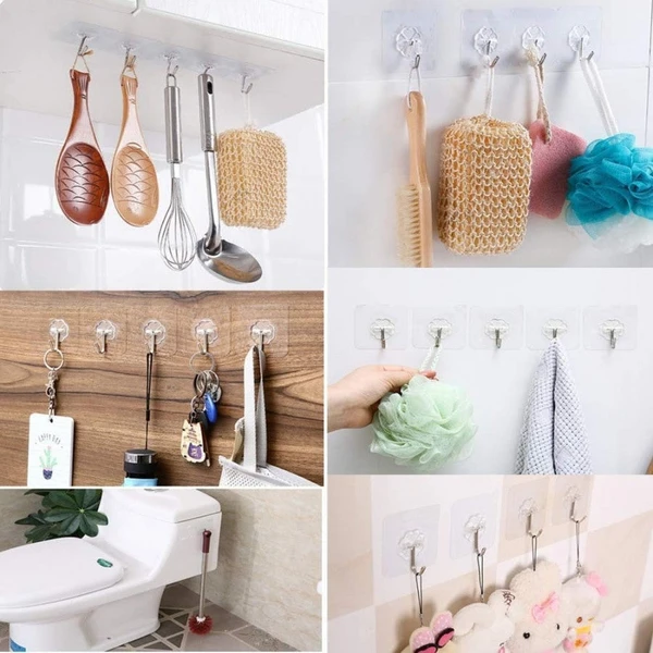 ADHESIVE STICKERS ABS PLASTIC + STEEL HOOK HANGER (SET OF 20 PCS)